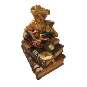 Brownstone Vintage Teddy Bear Storytime Music Box 1996 Snowlight
